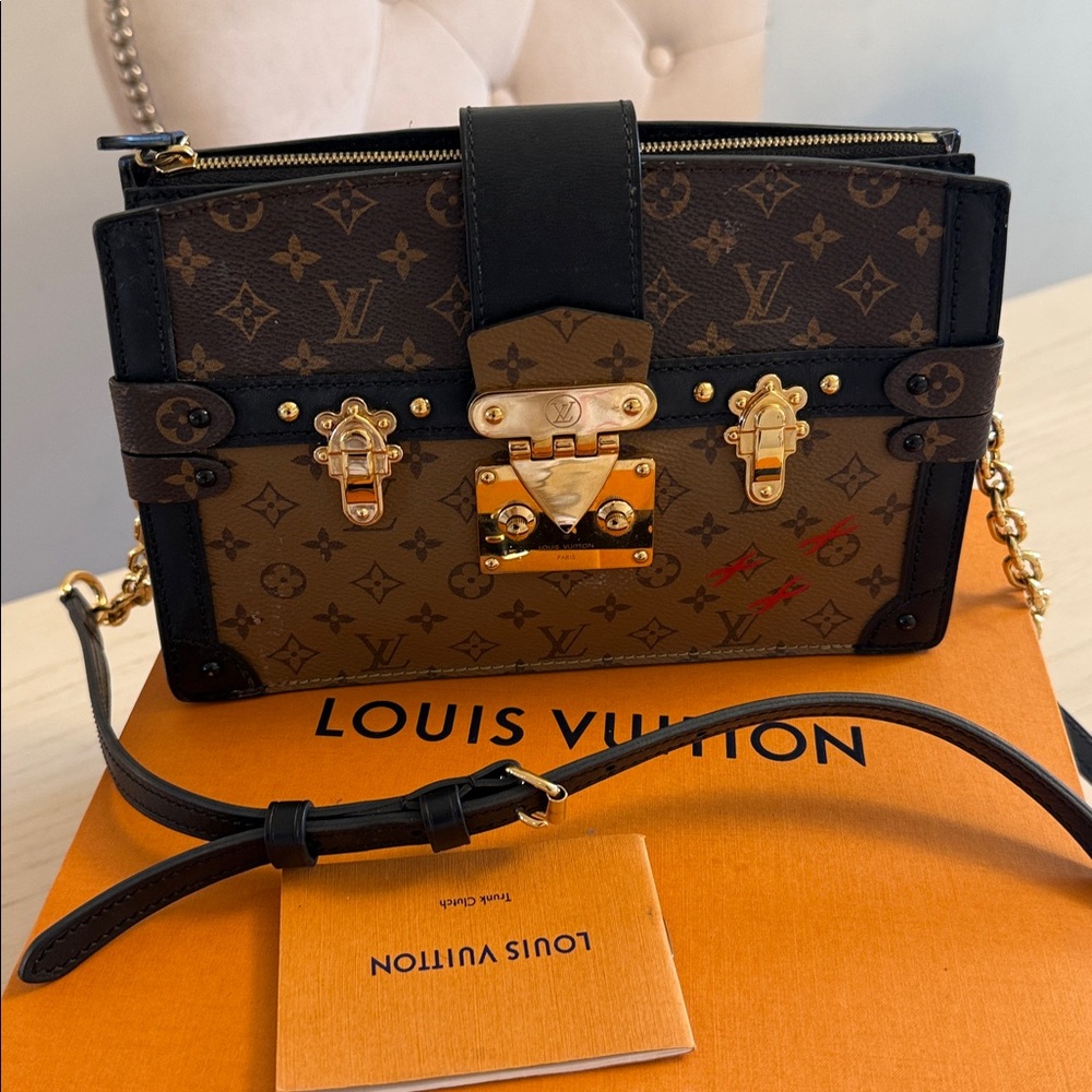 Louis Vuitton Soft Trunk Crossbody Bag in Brown and Black-Almost New Condition